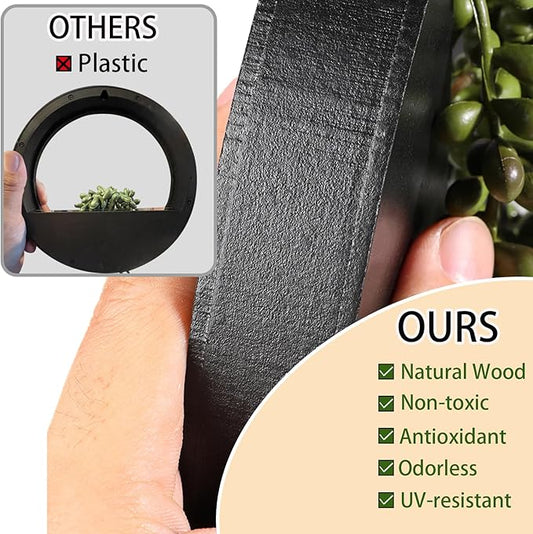 Floweroyal 2pcs Artificial Succulents Hanging Plants 12.2'' Fake String of Pearls in Pot with 8.3'' Lanyard for Indoor Outdoor Wall Decor (Black).