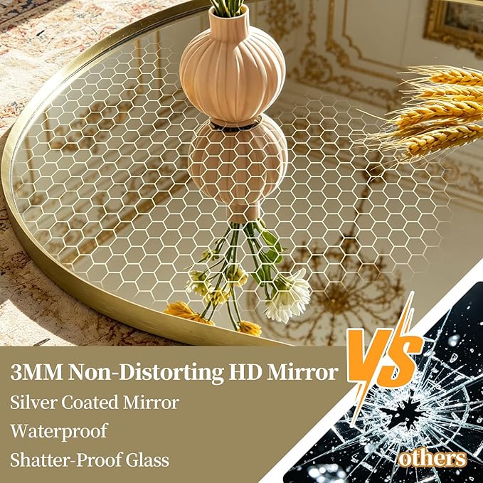 Oval Full Length Mirror, 60"×30" Wall-Mounted Mirror with Gold Frame in Shiny Gold, Ultra-Clear Explosion-Proof Dressing Mirror, Simple & Classic Deco for Cloakroom/Bedroom/Living Room
