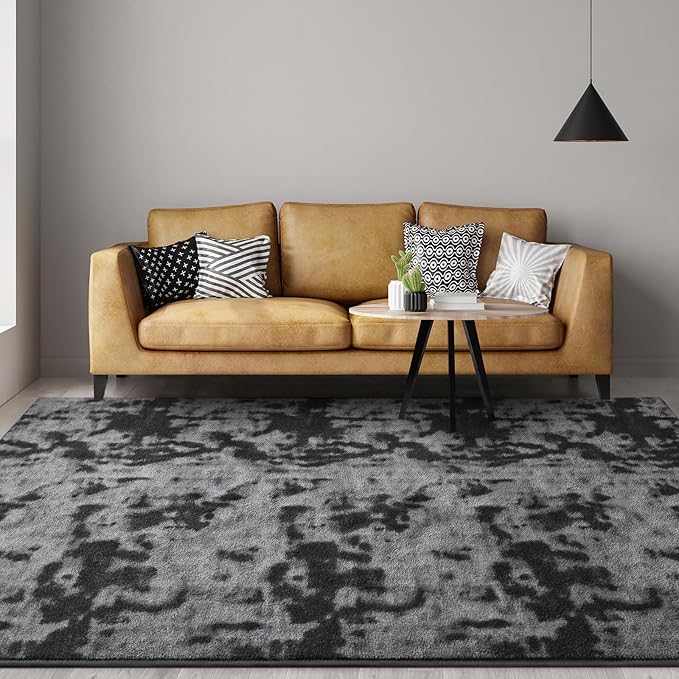 Gifeas Large Ultra Soft Modern Area Rugs for Living Room Bedroom, 5x8 Feet Tie-Dyed Dark Grey Thickened Memory Foam Indoor Carpets, Non-Slip Comfy Rug for Boys Girls Nursery Room Home Decor