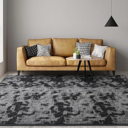 Gifeas Large Ultra Soft Modern Area Rugs for Living Room Bedroom, 5x8 Feet Tie-Dyed Dark Grey Thickened Memory Foam Indoor Carpets, Non-Slip Comfy Rug for Boys Girls Nursery Room Home Decor