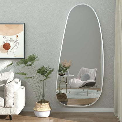 47"x22" Irregular Wall Mirror Silver Asymmetrical Shaped Aluminum Alloy Framed Mirror for Living Room Bathroom Bedroom Entryway Fireplace