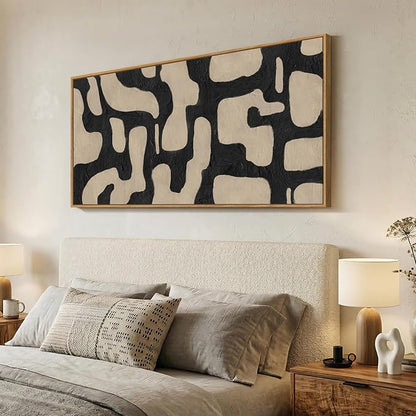 Extra Large Framed Neutral Abstract Canvas Wall Art for Living Room, Horizontal Prints Paintings Artwork for walls, Minimalist Modern Pictures Wall Decor for Bedroom, Office, Dining Room, 30x60 In