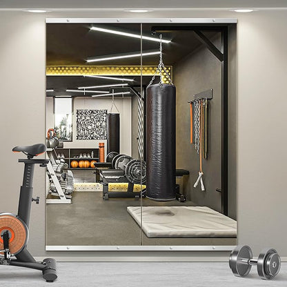 TRAHOME Home Gym Mirror for Wall,60x25x2PCS Full Length,Glass Frameless Body Large Mirror for Home Gym,Workout,Bedroom,Garage(Silver)