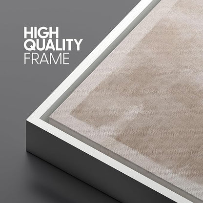 SIGNLEADER Framed Canvas Print Wall Art Set Soft Abstract Beige and Taupe Minimalist Texture Illustrations Boho Decorative for Living Room, Bedroom, Office - 24"x36"x3 WHITE