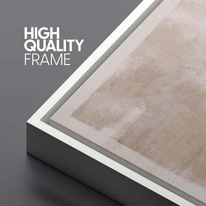 SIGNLEADER Framed Canvas Print Wall Art Set Soft Abstract Beige and Taupe Minimalist Texture Illustrations Boho Decorative for Living Room, Bedroom, Office - 16"x24"x3 WHITE