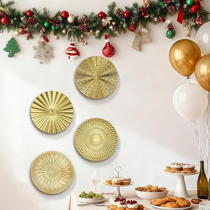 IANFAN 4 Pcs 12 Inch Metal Wall Art Decor Gold Sunburst Hanging Artwork Decor Modern Metal Wall Art Decorations for Home Living Room Bedroom Office Gift