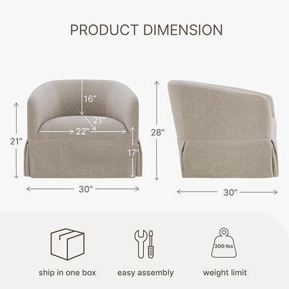 Swivel Accent Chair, 360 Degree Performance Fabric Armchair Modern Barrel Chairs Armchair for Living Room Bedroom Home and Office,Taupe