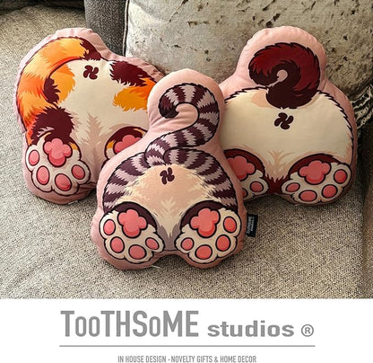 Toothsome Studios Calico Cat Shape Butt Pillow, Polyester Cotton Stuffed Throw, Novelty Animal Design, Multi-Color, 12 Inches (Calico)