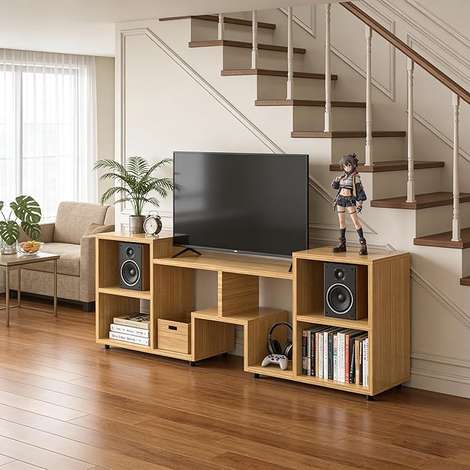 Lightdot 65 inch TV Stand, Modern Entertainment Center with Storage Open Shelf Large Capacity for Collection, Media TV Table Consoles for Living Room/Bedroom/Sofa Cabinet, Easy Assembly - Walnut