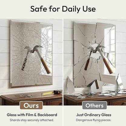 22x30 Inch Frameless Bathroom Mirror, Rectangular Beveled Wall Mirror for Over Sink, Vertical or Horizontal Vanity Mirror for Small Bathroom, Bedroom, Entryway