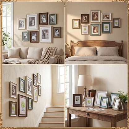 Kathfly 20 Pack Vintage Picture Frames for Wall or Tabletop Display Ornate French Country Frames 4 Sizes 8x10 5x7 4x6 3.5x5 Antique Photo Frame for Gallery Bedroom Living Room Farmhouse Decor(Elegant)