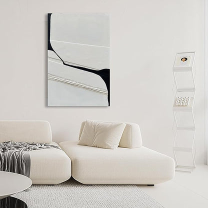 NANKAI Art Modern Minimalism Art Painting White and Black Abstract Art Oil Painting Home Office Corridor Wall Decoration Art 36x24 Inches