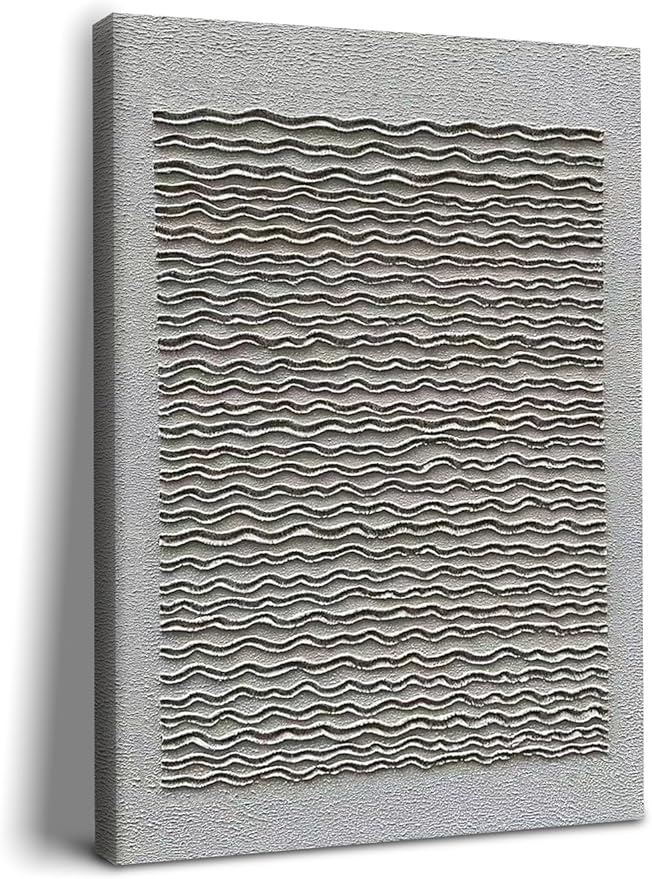 NANKAI Art White Texture Abstract Art Oil Painting Modern Minimalism Art Home Office Wall Deco Art 40x28 inches