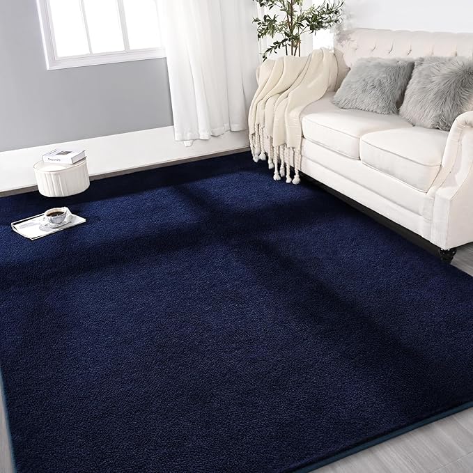Gifeas Large Ultra Soft Modern Area Rugs for Living Room Bedroom, 6x9 Feet Navy Blue Thickened Memory Foam Indoor Solid Minimalist Carpets, Non-Slip Comfy Rug for Boys Girls Nursery Room Home Decor
