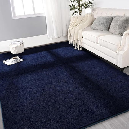 Gifeas Large Ultra Soft Modern Area Rugs for Living Room Bedroom, 5x8 Feet Navy Blue Thickened Memory Foam Indoor Solid Minimalist Carpets, Non-Slip Comfy Rug for Boys Girls Nursery Room Home Decor