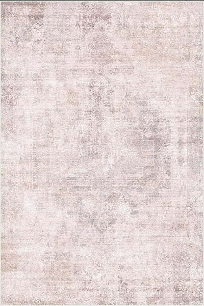 Hazo Haus Modern Pink and Grey Rugs for Bedroom Girls - Abstract 6x9 Area Rug for Living Room, Dining Room Under Table, Thin & Soft Washable, Print Distressed Medallion Pattern