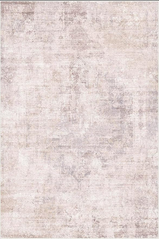 Hazo Haus Modern Pink and Grey Rugs for Bedroom Girls - Abstract 6x9 Area Rug for Living Room, Dining Room Under Table, Thin & Soft Washable, Print Distressed Medallion Pattern