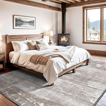LUMI 5x8 Washable Area Rug for Living Room, Ultra Soft Stain Resistant Carpet with Non Slip Rubber Backing, Non-Shedding Low Pile Rugs for Bedroom, Dining Room, Indoor, Office