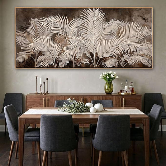 Boho Wall Art in Modern Brown, Minimalist Canvas Artwork for Living Room,Framed Large Wall Art for Bedroom Wall Decor - Textured Decorative Neutral Wall Pictures 31×70IN