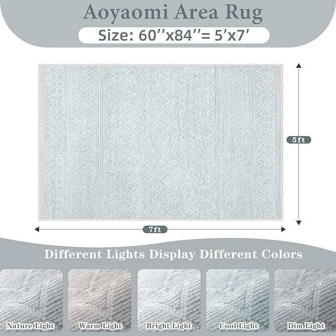 Area Rug Living Room Rugs 5x7 - Large Soft Boho Geometric Rugs, Non-Slip Foldable Washable Area Rug Non Shedding Morden Indoor Floor Carpet for Living Bedroom Office Dining Room(Modern Grey,5'x7')