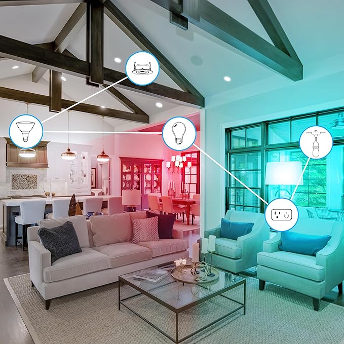 Feit Electric 4 Inch Smart Recessed Light, Color Changing and Tunable White, 2.4GHz WiFi Retrofit LED Downlight E26 Base, No Hub, Works with Alexa and Google, Dimmable 50W Equi, CRI90, LEDR4/RGBW/AG
