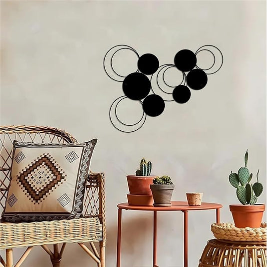 DUOOLN 2 Pcs Black Abstract Metal Wall Art, Minimalist Hanging Wall Decor Single Line Art, 3D Textured Modern Geometrical Metal Wall Sculptures, for Living Room Bedroom Bathroom Study Room Home Decor