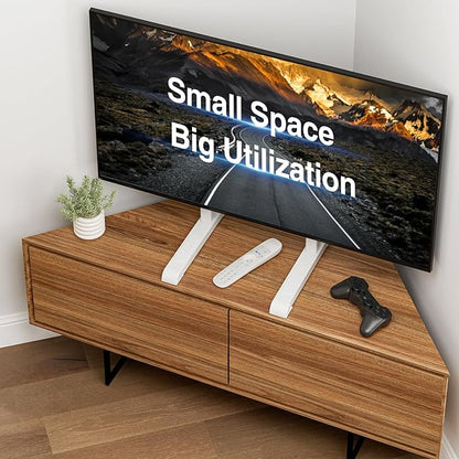 Universal TV Stand for 19-75 Inch LCD LED TVs, Height Adjustable TV Legs Replacement Hold up to 110 lbs, Table Top TV Stand Base, Max VESA 800X600mm, White
