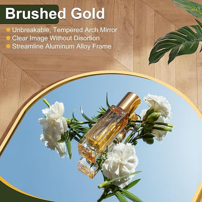 NicBex Arched Full Length Mirror with Stand, 57"x 20" Gold Full Body Mirror, Aluminum Alloy Frame Floor Mirror, Free Standing Mirror, Wall-Mounted, for Bedroom Living Room Dressing Room