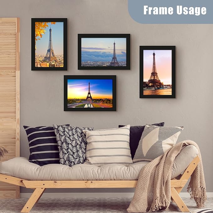 SESEAT 8x12 Picture Frame Set of 10, Display Pictures 8x12 Prints Without Mat, Wall Mounting, Black