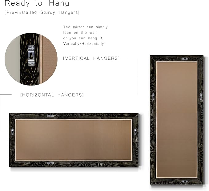 Wexford Home Barnwood Wood Distressed Black Full Length Mirror, One Size, AR2-L03S