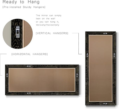 Wexford Home Barnwood Wood Distressed Black Full Length Mirror, One Size, AR2-L03S