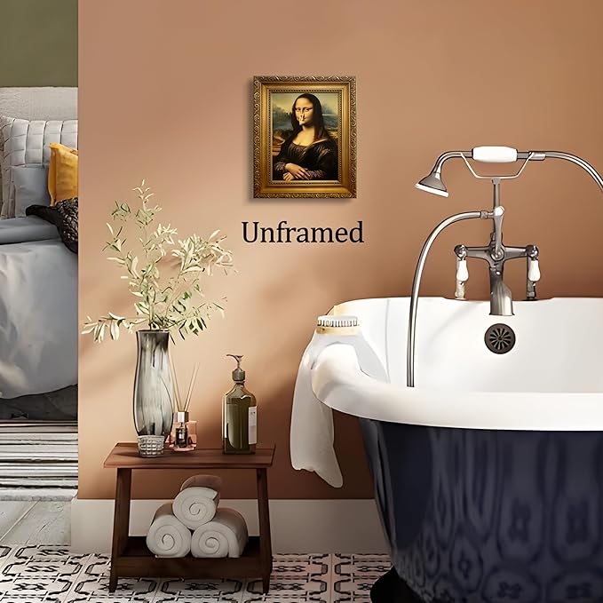 XYHYRA Funny Mona Lisa Bathroom Wall Art, Mona Lisa with Clothespin Nose Painting Print, Vintage Humorous Restroom Wall Decor Canvas Poster for Toilet Bathroom Home Decor 8x10 Inch Unframed