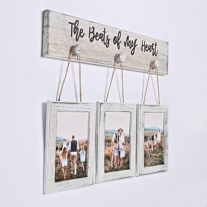 4X6 Picture Frames Farmhouse Rustic Vintage Distressed Solid Wood Photo Frame with HD plexiglass Hanging Picture Frame Wall Decor for Living Room, Set of 3