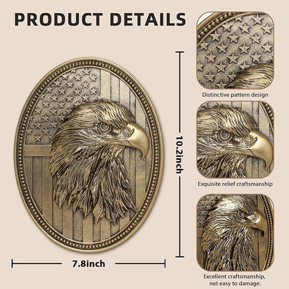Vintage American Bald Eagle Wall Sculpture, Antique Wall Decor, 4th of July Decor, Hand Painted Wall Decoration with Embossed Eagle Design, 250 Anniversary USA Decor, Patriotic Decoration for Bedroom Living Room Hallway, Housewarming Gifts