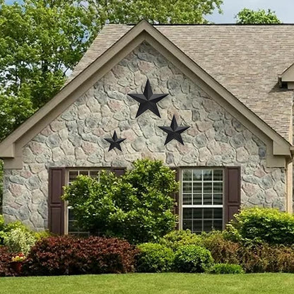 VIVICOMFY 6" 9”12"（3pieces Black Barn Star Wall Decor,Metal Stars Rustic Vintage Western Country Farmhouse Home Indoor or Outdoor Wall Decoration,Texas Stars for House Art Décor
