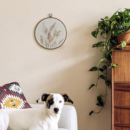 TLESKE Vintage Botanical Round Wall Art Decor Framed 10x10, Neutral Plants Cottage Core Cottagecore Canvas Wall Art Prints Artwork, Boho Fall Farmhouse Hanging Wall Picture Room Decor for Bedroom