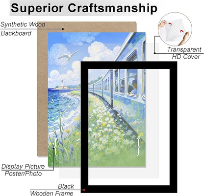 KTKDE 16x20 Picture Frame Wooden Black,Poster Frames with Polished Plexiglass, Wall Gallery Photo Frames Decorating for Minimalist Style Suitable,Any style Best gift