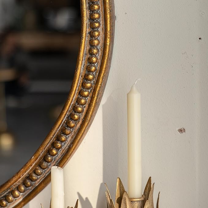 ZIYOO Vintage Ornate Oval Wall Mirror, Baroque Gold Framed Decorative Mirror, Ornate Antique Accent Mirror for Living Room, Bedroom, Entryway, Vanity 26"x31"