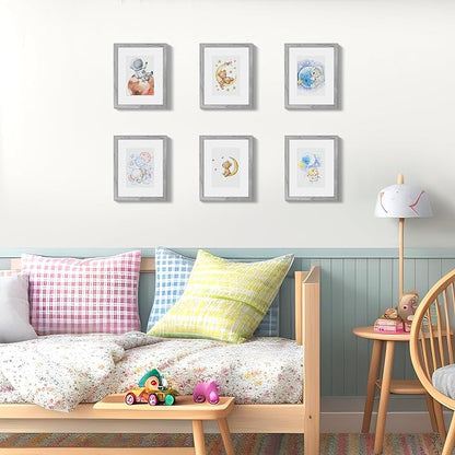 upsimples 8x10 Picture Frame Set of 5, Display Pictures 5x7 with Mat or 8 x 10 Without, Wall Gallery Photo Frames, Gray