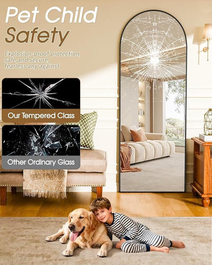 59"x16" Floor Mirror Full Length, Arched Full Length Mirror with Stand, Full Body Mirrors for Bedroom Living Room or Cloakroom Black