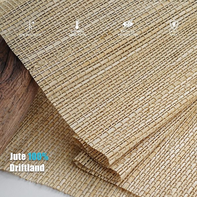Motorized Bamboo Roman Shades, Motorized Blinds with Remote Compatible with Homekit, Alexa GoogleHome, Smart Wood Woven Shades for Indoor Windows, Customize, Driftland