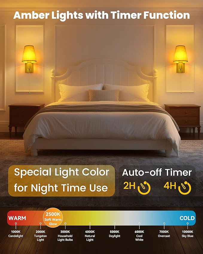 TECOMLIGHT Battery Operated Wall Sconce Lights for Bedroom Set of 2, Wireless Rechargeable LED Wall Lamp with Remote & On/Off Pull Chain, Wall Mount Lighting Fixtures for Living Room, Satin Gold
