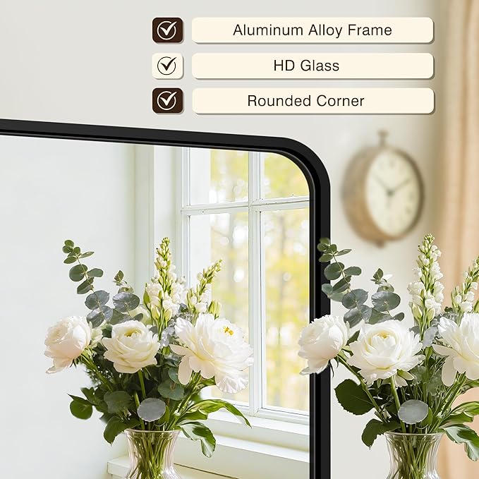 Bathroom Vanity Mirror for Wall, 30"x30" Wall Mounted Bathroom Mirror for Over Sink with Sturdy Metal Frame, Vertical or Horizontal, Living Room, Bedroom, Entryway(Black)