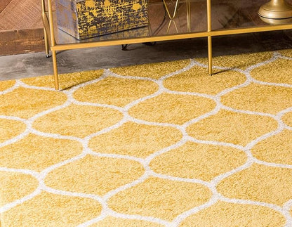 Unique Loom Trellis Frieze Collection Area Rug - Rounded (4' 1" x 6' 1", Yellow/ Ivory)