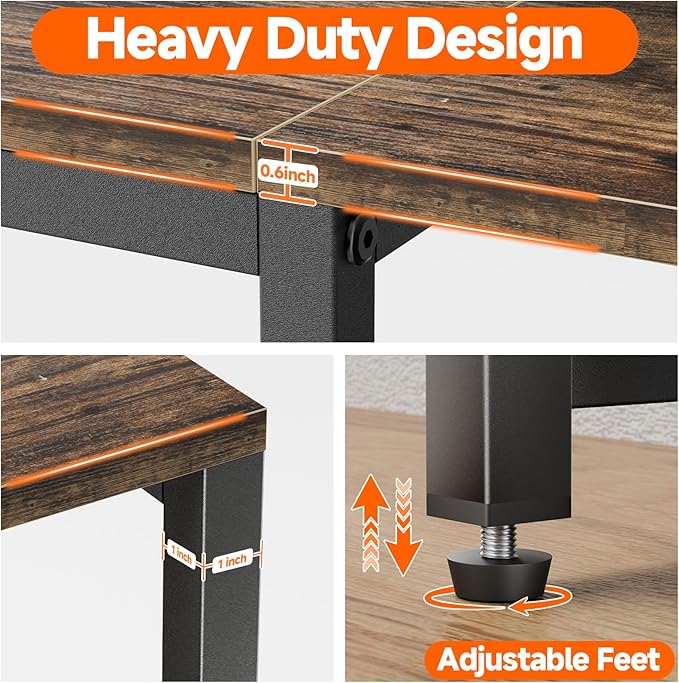 Aquzee TV Stand for 65 Inch TV, 58.3” Wide Entertainment Center with Open Storage, Wood & Metal Console Table and Media Furniture for Living Room Bedroom, Rustic Brown