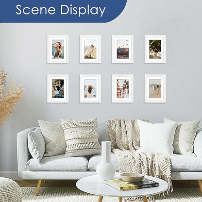 PEALSN 5x7 Picture Frame Set of 6, Display Pictures 4x6 with Mat or 5x7 without Mat for Wall Mounting or Table Top Display, Photo Frames Collage for Wall Decor, White