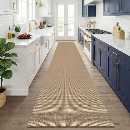 KOZYFLY Boho 3x14 Runners Rugs for Hallway, Long Washable Runner Rug, Woven Non Slip Kitchen Runner, Farmhouse Entryway Rug, Floor Carpet for Entry, Aisle, Hall, Orange Beige/Tan/Brown