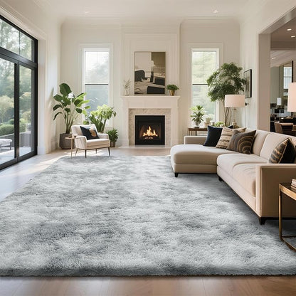 yongyangjuxin Fluffy Rug Shag Area Rug, Mottling Grey 9x12 Area Rugs for Living Room, Large Shag Area Rugs for Bedroom Kids Room Home Decor, Upgrade Anti-Skid Rectangular Fuzzy Rugs