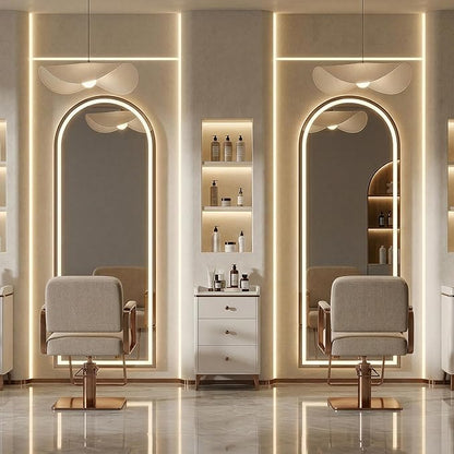 71" x 26" Arched Full Length Mirror with LED Lights, Floor Mirror with Stand, Wall Mirrors Full Length, Body Floor Mirrors, Wall Mounted for Bedroom, Dimmable, Tempered Glass