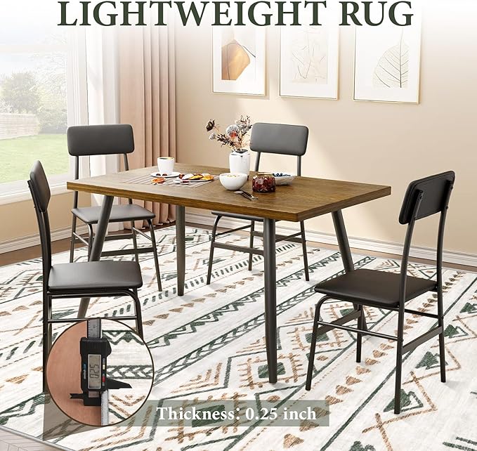 Area Rug for Living Room 10x12: Large Washable Boho Moroccan Rugs Geometric Neutral Rug, Non-Slip Foldable Morden Farmhouse Indoor Floor Carpet for Bedroom Dining Room Home Office（Brown Green,10'x12'）